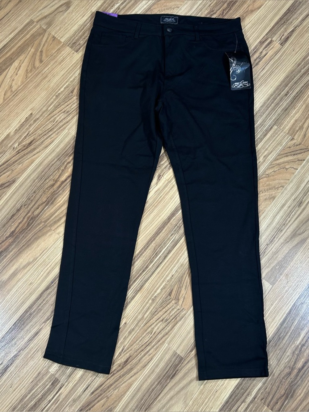 Embellished One 5 One Size 16 Ponte Glam Rhinestone Flap Pockets Stretch Pants